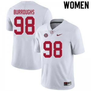 NCAA Women's Alabama Crimson Tide #98 Jamil Burroughs Stitched College 2020 Nike Authentic White Football Jersey GU17W17MD
